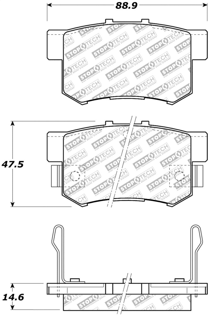 StopTech Street Rear Brake Pads with Hardware - Honda/Acura