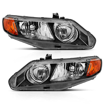 Headlights Black/Amber - 06-11 Honda Civic (Sedan)