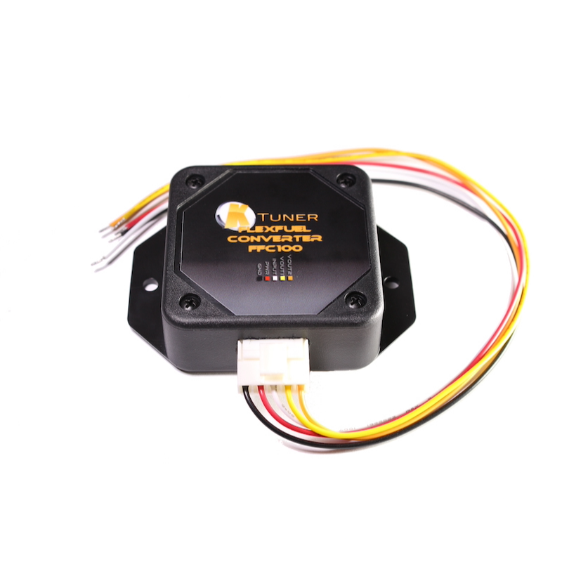 KTuner Flex Fuel Converter is used on KTunerFlash applications to convert an ethanol sensor signal into a voltage signal that the ECU can use for Flex Fuel Support. Our converter can be used with a DIY kit or an integrated kit available through dealers.