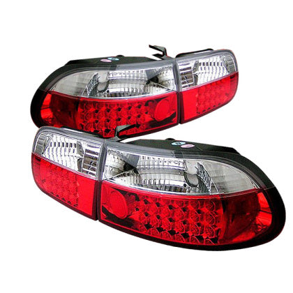 Spyder Honda Civic 92-95 3DR LED Tail Lights Red Clear