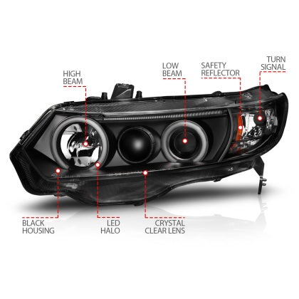 Projector Headlights w/Halo - 06-11 Honda Civic