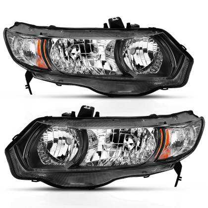 Headlights Black/Amber - 06-09 Honda Civic (Coupe)