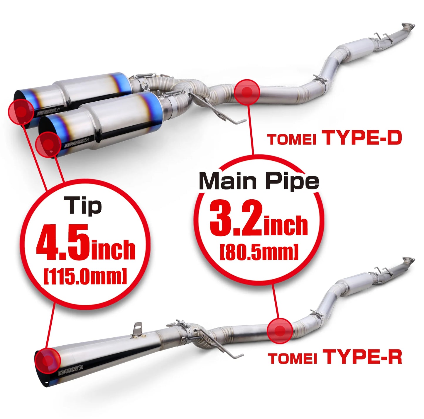 Tomei Expreme Ti Dual Exit Titanium Cat-back - 24+ Civic Type-R